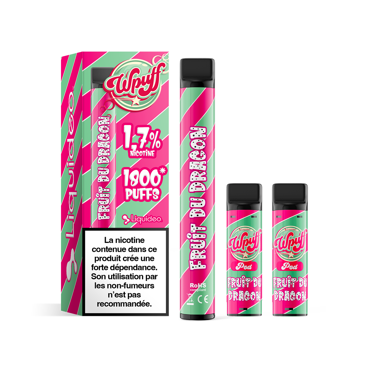 Pack Starter - Wpuff 1800 Liquideo FRUIT DU DRAGON